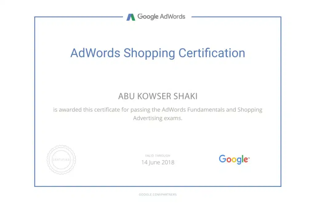 Adwords-Shopping-certification-kowser-shaki