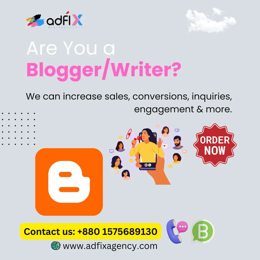 Website Design, Digital Marketing, SEO for Blogger Writer Adfix Agency