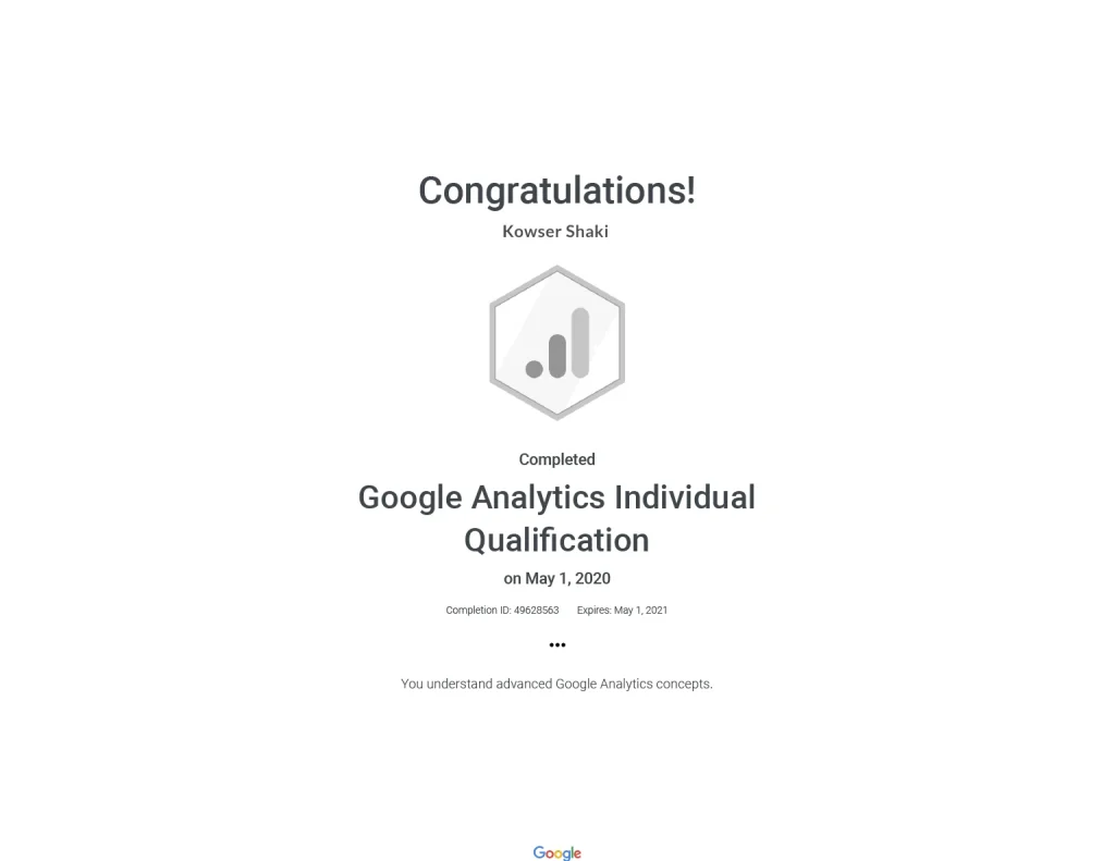 Google-Analytics-Individual-Qualification-Kowser-Google