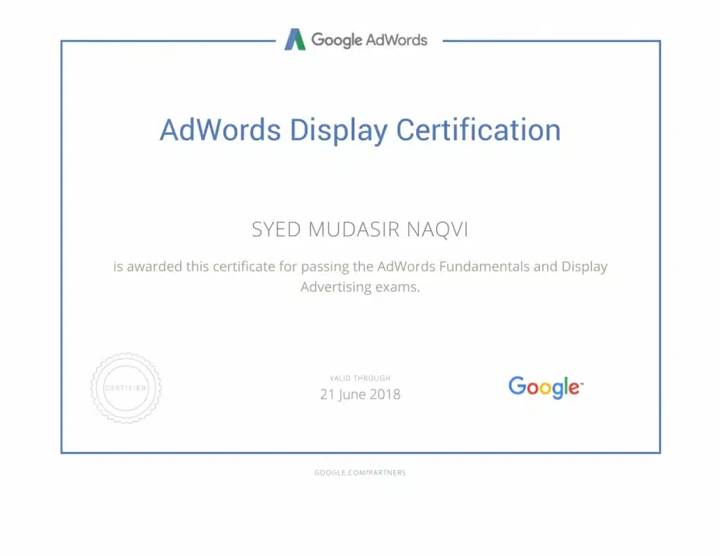 Google-Partners-Display-Certification-Syed
