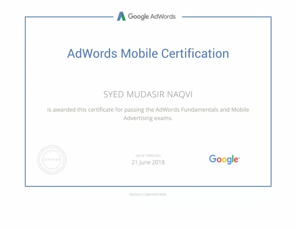 Google-Partners-Mobile-ads-Certification-SYED