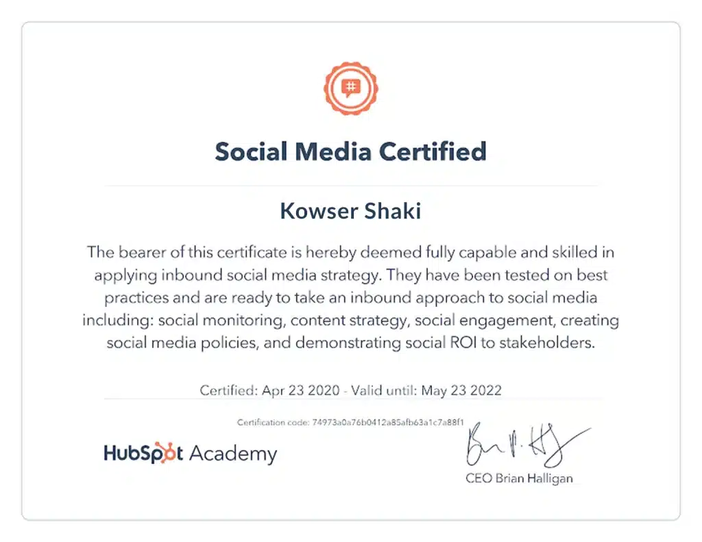 Social-Media-Certification-Kowser-Shaki